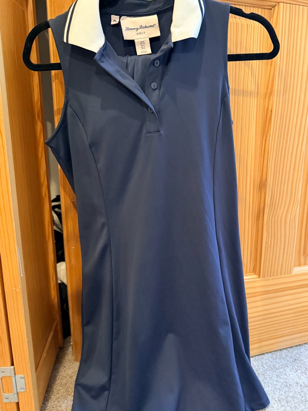 Tommy Bahama Navy Sleeveless Polo Dress with White Contrast Collar
